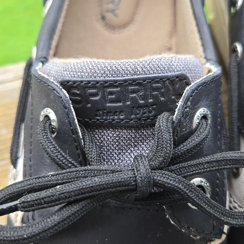Sperry Womens Black Boat Shoes 7.5 Top Sider With Memory Foam